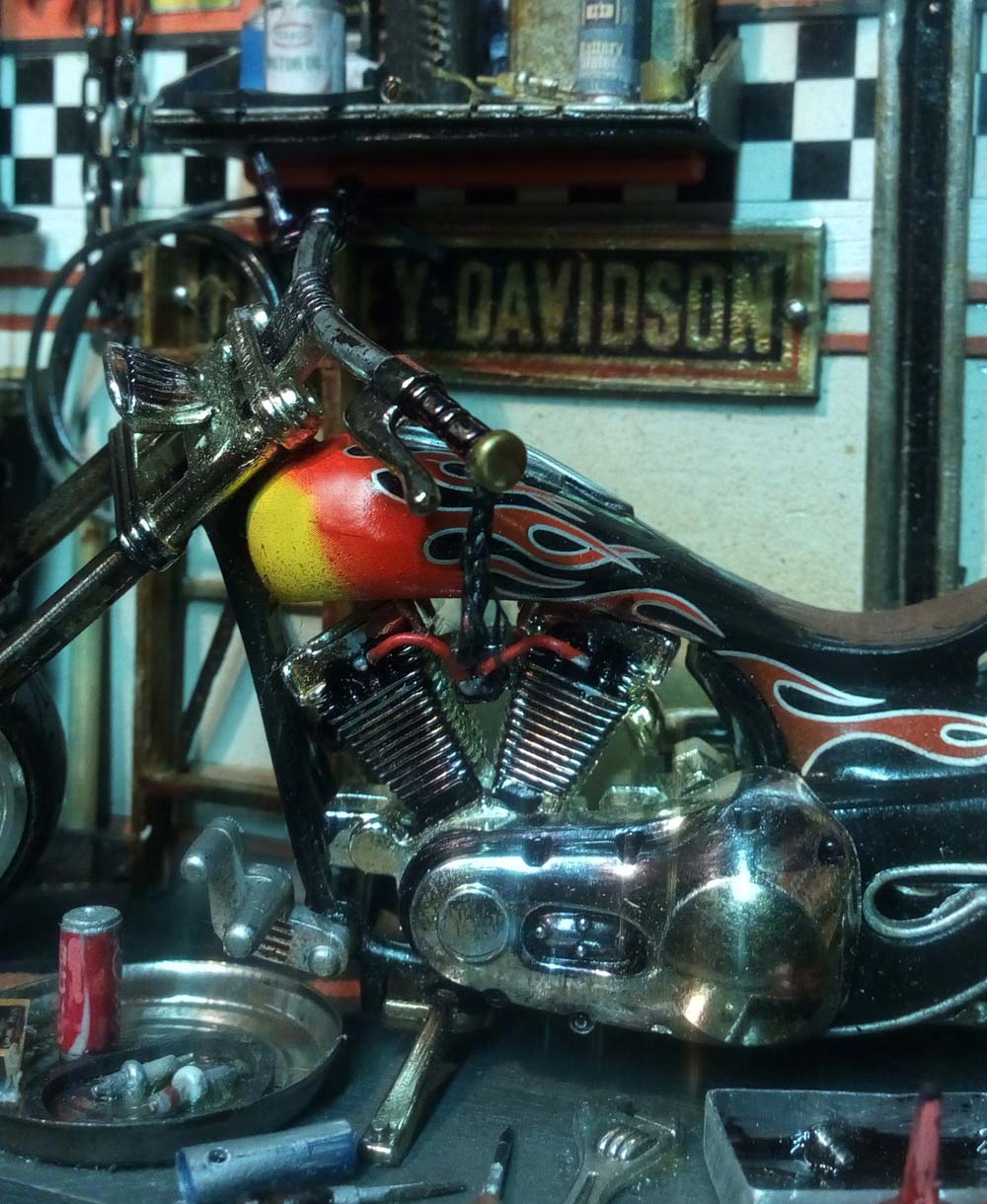 harley davidson art in box miniatura diorama