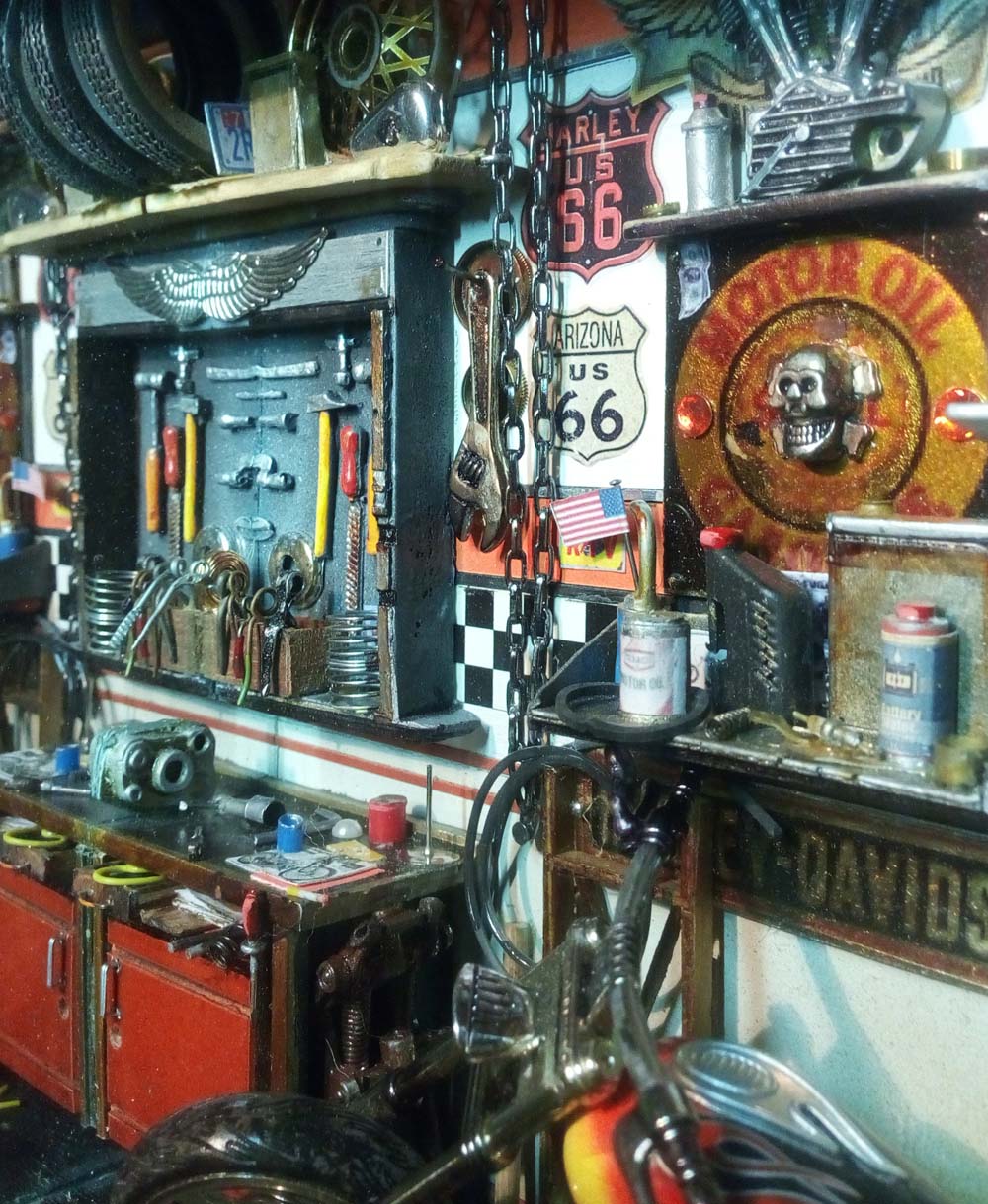 harley davidson art in box miniatura diorama